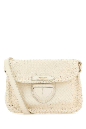 Біла шкіряна сумка через плече Black PRADA (1BD7812AII)