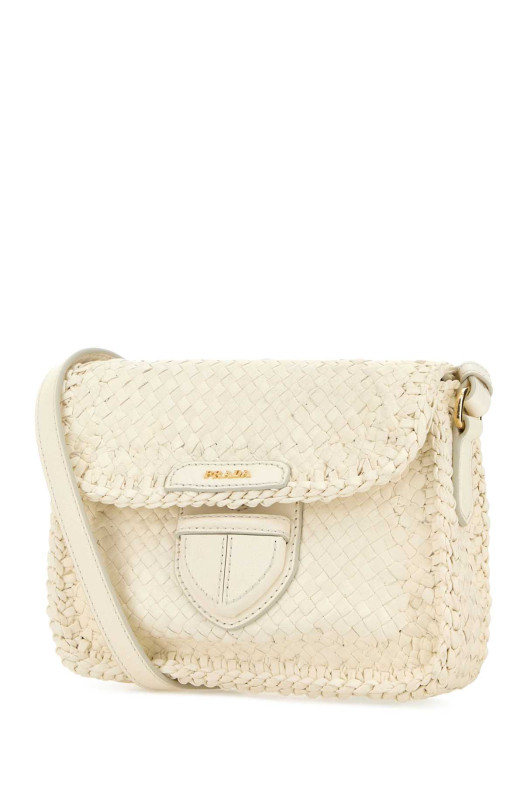 White leather crossbody bag Black PRADA (1BD7812AII)