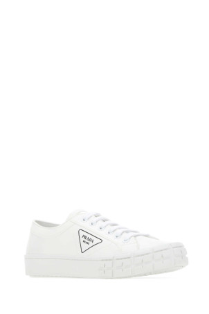 White gabardine Wheel sneakers Black PRADA (2EG302GUD)
