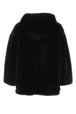 Чорне двостороннє хутряне пальто Black PRADA (58A0671Y7Q)