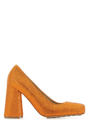 Orange leather and rhinestones Tower pumps BOTTEGA VENETA (690004V1NV2)
