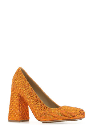 Orange leather and rhinestones Tower pumps BOTTEGA VENETA (690004V1NV2)