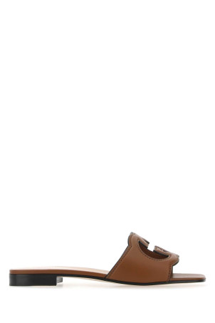 Brown leather slippers GUCCI (694451US000)
