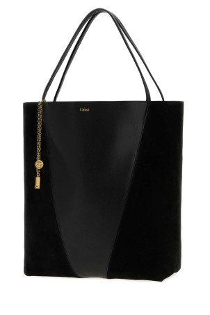Black leather and suede ChloÃ© Spin bucket bag CHLOE (CH26WS810T68)