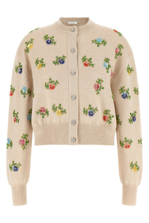 Floral embroidery cardigan Beige