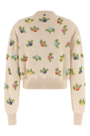 Floral embroidery cardigan Beige