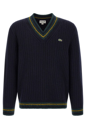 Синий свитер с V-образным вырезом Синий LACOSTE AH8576TDV
