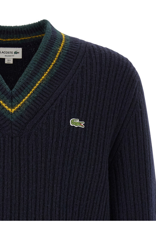 Синий свитер с V-образным вырезом Синий LACOSTE AH8576TDV