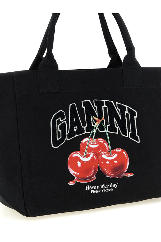'Black Medium Cherry Tote' shopping bag Black