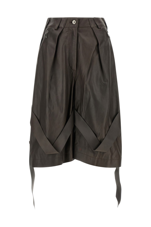 Brown leather bermuda shorts Brown