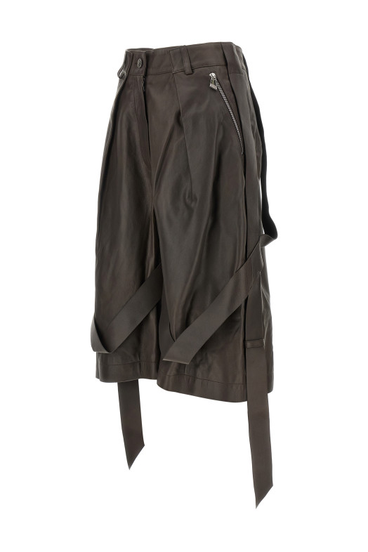 Brown leather bermuda shorts Brown
