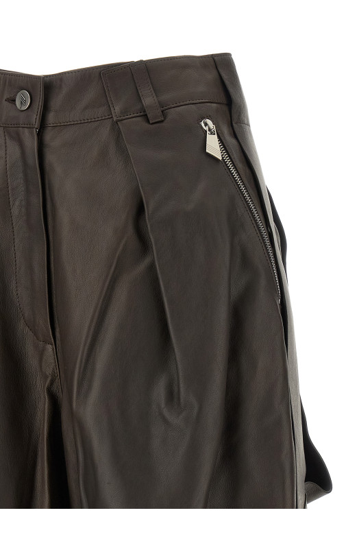 Brown leather bermuda shorts Brown