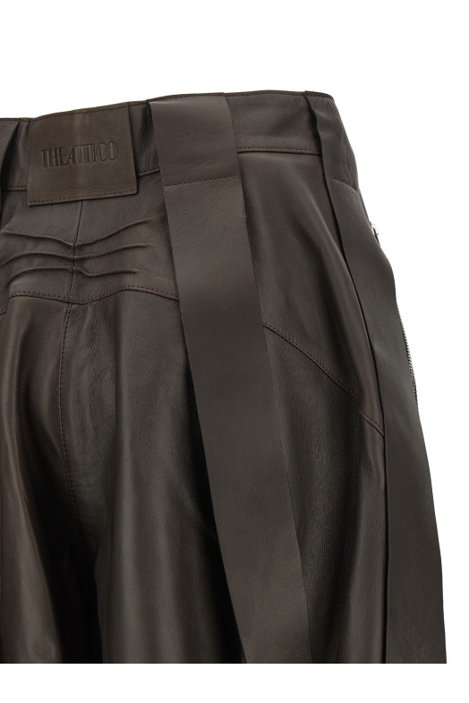Brown leather bermuda shorts Brown