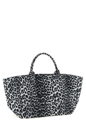 'Leopard Sequin XXL Tote' shopping bag Gray