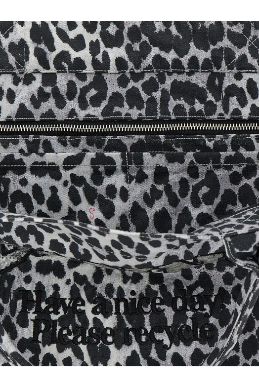 'Leopard Sequin XXL Tote' shopping bag Gray