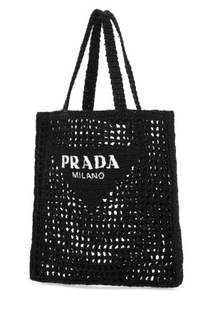 Черная сумка для покупок из рафии Black PRADA (1BG3932A2T)