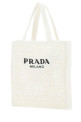 Белая сумка для покупок из рафии, черная, PRADA (1BG3932A2T)