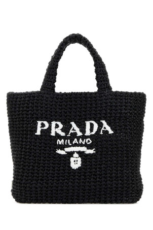 Чорна солом'яна сумочка Black PRADA (1BG422VOOL2A2T)