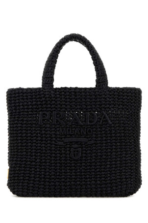 Black raffia shopping bag PRADA (1BG422VOUL2C2T)
