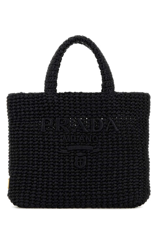 Black raffia shopping bag PRADA (1BG422VOUL2C2T)