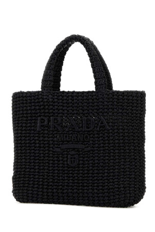 Black raffia shopping bag PRADA (1BG422VOUL2C2T)