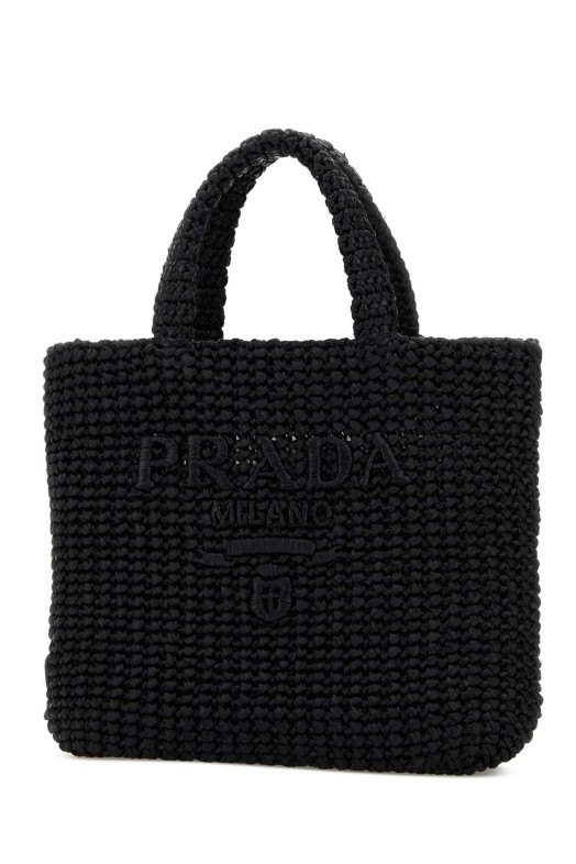 Black raffia shopping bag PRADA (1BG422VOUL2C2T)