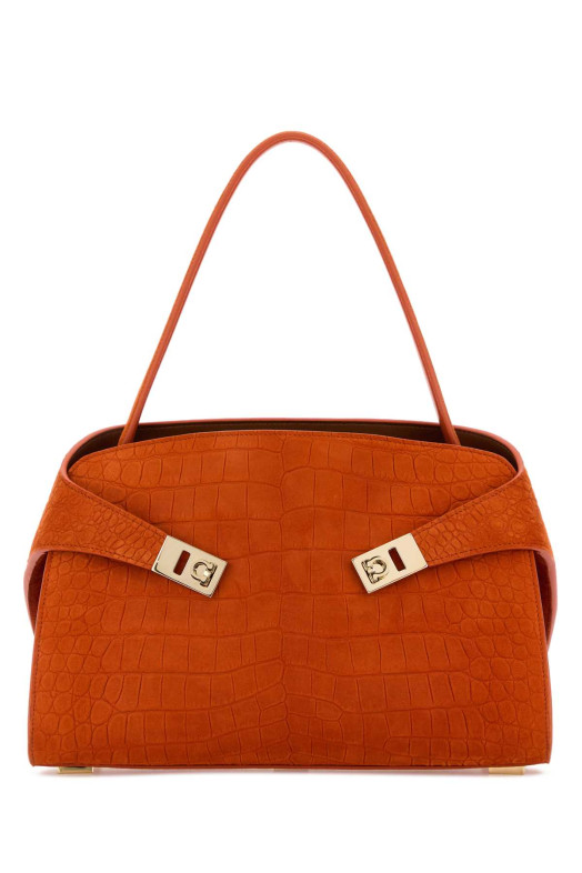 Orange suede medium Hug Soft shoulder bag SALVATORE FERRAGAMO (219816792870)