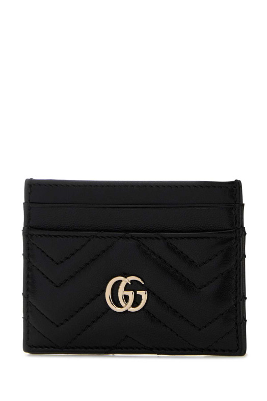 Black leather card holder Black GUCCI (443127AAFAX)