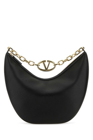 Black leather medium Hobo VLogo Moon shoulder bag Black VALENTINO GARAVANI (4W0B0N59JDK)