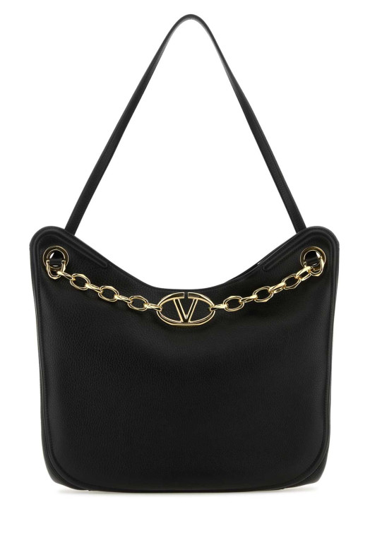 Black leather VLogo Moon shopping bag Black VALENTINO GARAVANI (4W2B0N09JDK)