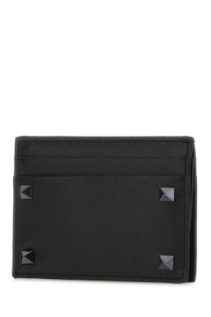 Black leather Rockstud card holder Black VALENTINO GARAVANI (4Y2P0523VH3)