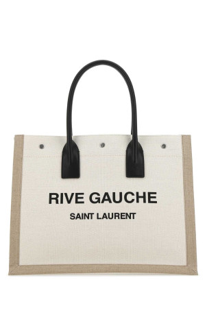 Большая сумка для покупок SAINT LAURENT «Rive Gauche» из песочного полотна (509415FAAVU)