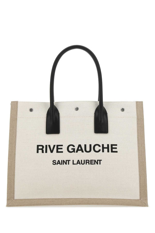 Большая сумка для покупок SAINT LAURENT «Rive Gauche» из песочного полотна (509415FAAVU)