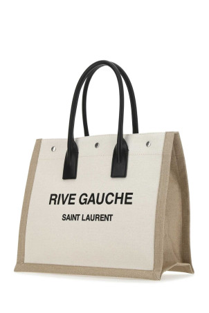 Большая сумка для покупок SAINT LAURENT «Rive Gauche» из песочного полотна (509415FAAVU)