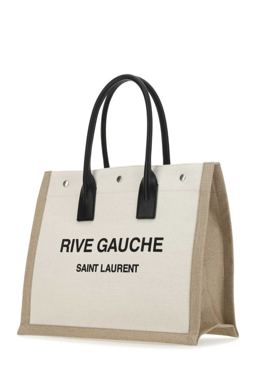 Большая сумка для покупок SAINT LAURENT «Rive Gauche» из песочного полотна (509415FAAVU)