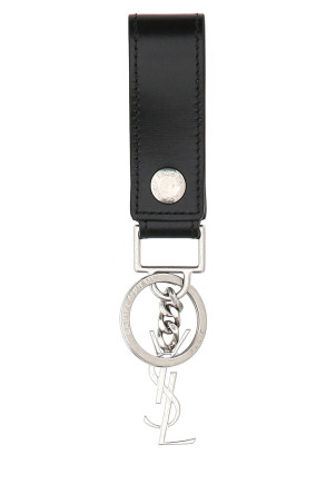 Black leather Monogram key ring Black SAINT LAURENT (5183230SX0E)