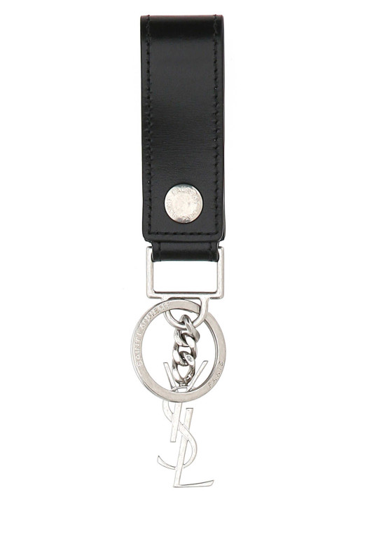 Black leather Monogram key ring Black SAINT LAURENT (5183230SX0E)