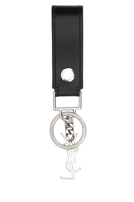 Black leather Monogram key ring Black SAINT LAURENT (5183230SX0E)