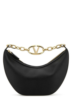 Black leather small Hobo VLogo Moon handbag Black VALENTINO GARAVANI (5W2B0Q42JDK)