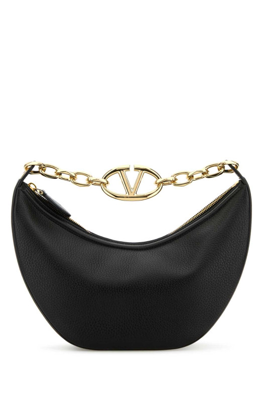 Black leather small Hobo VLogo Moon handbag Black VALENTINO GARAVANI (5W2B0Q42JDK)