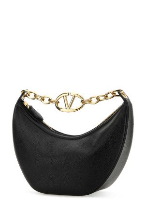 Black leather small Hobo VLogo Moon handbag Black VALENTINO GARAVANI (5W2B0Q42JDK)