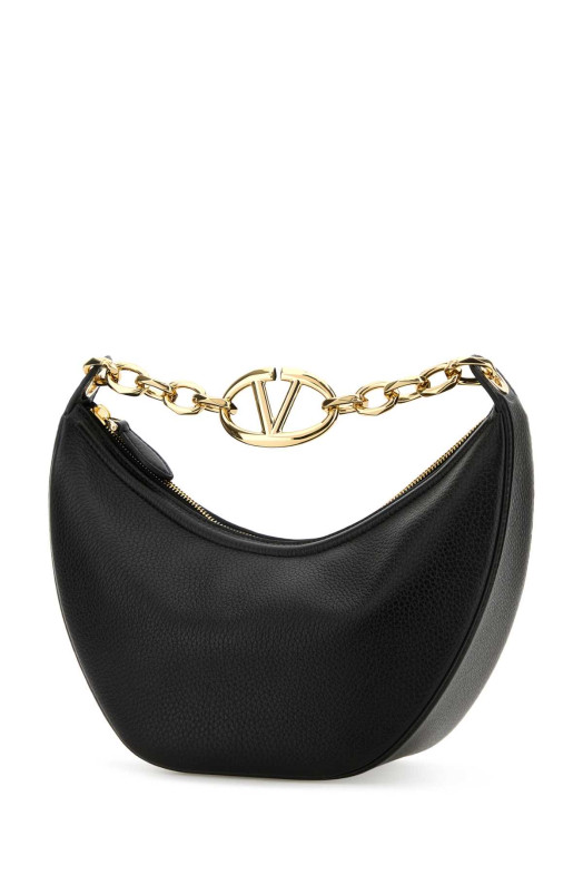 Black leather small Hobo VLogo Moon handbag Black VALENTINO GARAVANI (5W2B0Q42JDK)