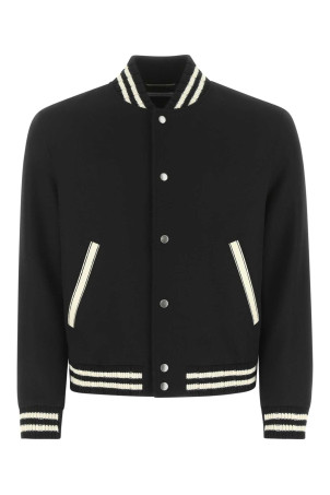 Black wool blend bomber jacket Black SAINT LAURENT (625918Y180W)