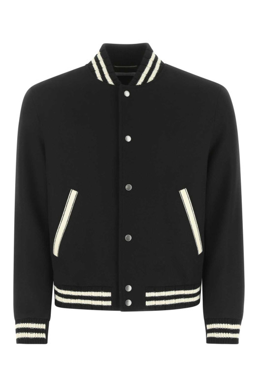Black wool blend bomber jacket Black SAINT LAURENT (625918Y180W)