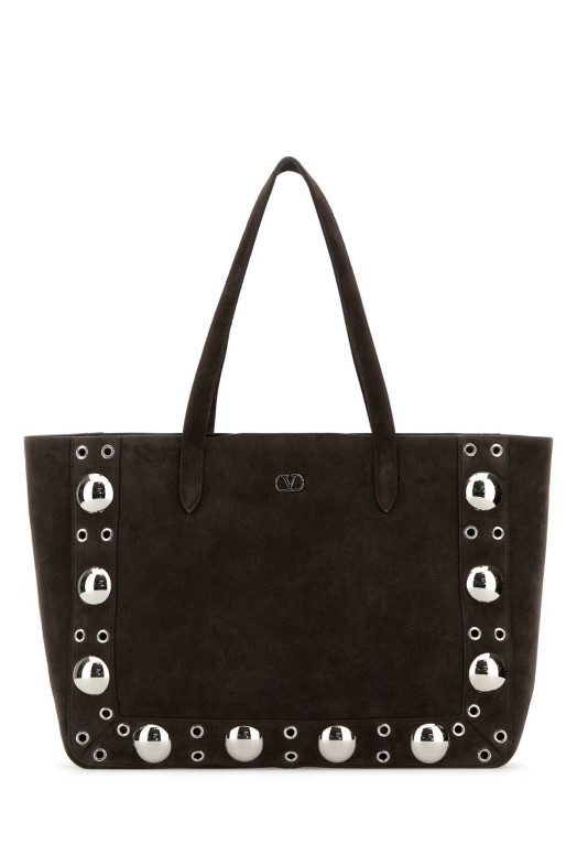 Коричневая замшевая сумка для покупок Nellcôte от VALENTINO GARAVANI (6W0B0R79JET)