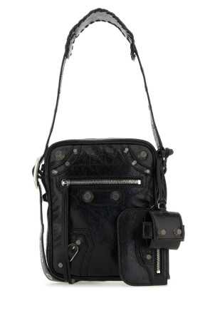 Чорна шкіряна чоловіча сумка через плече Le Cagole, чорна, BALENCIAGA (719065210KR)
