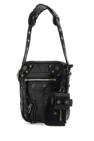 Чорна шкіряна чоловіча сумка через плече Le Cagole, чорна, BALENCIAGA (719065210KR)