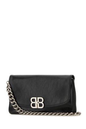 Black leather medium BB Soft Flap clutch Black BALENCIAGA (7485962AAI4)