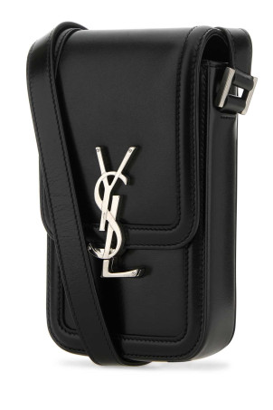 Black leather phone case Black SAINT LAURENT (7539630SX0E)