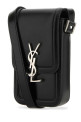 Black leather phone case Black SAINT LAURENT (7539630SX0E)